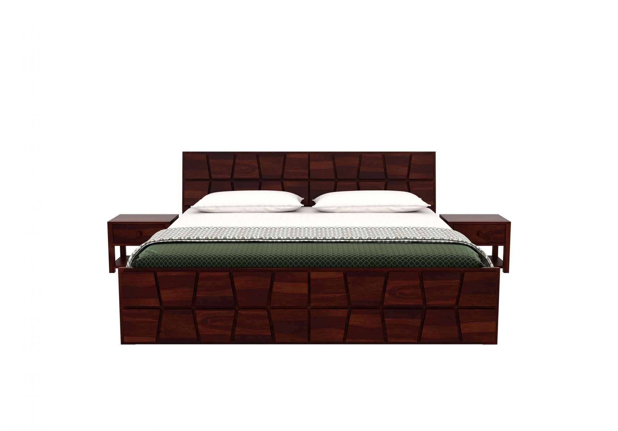 Craft D Art Sheesham Wood Queen Size Bed With Storage (Walnut Finish)