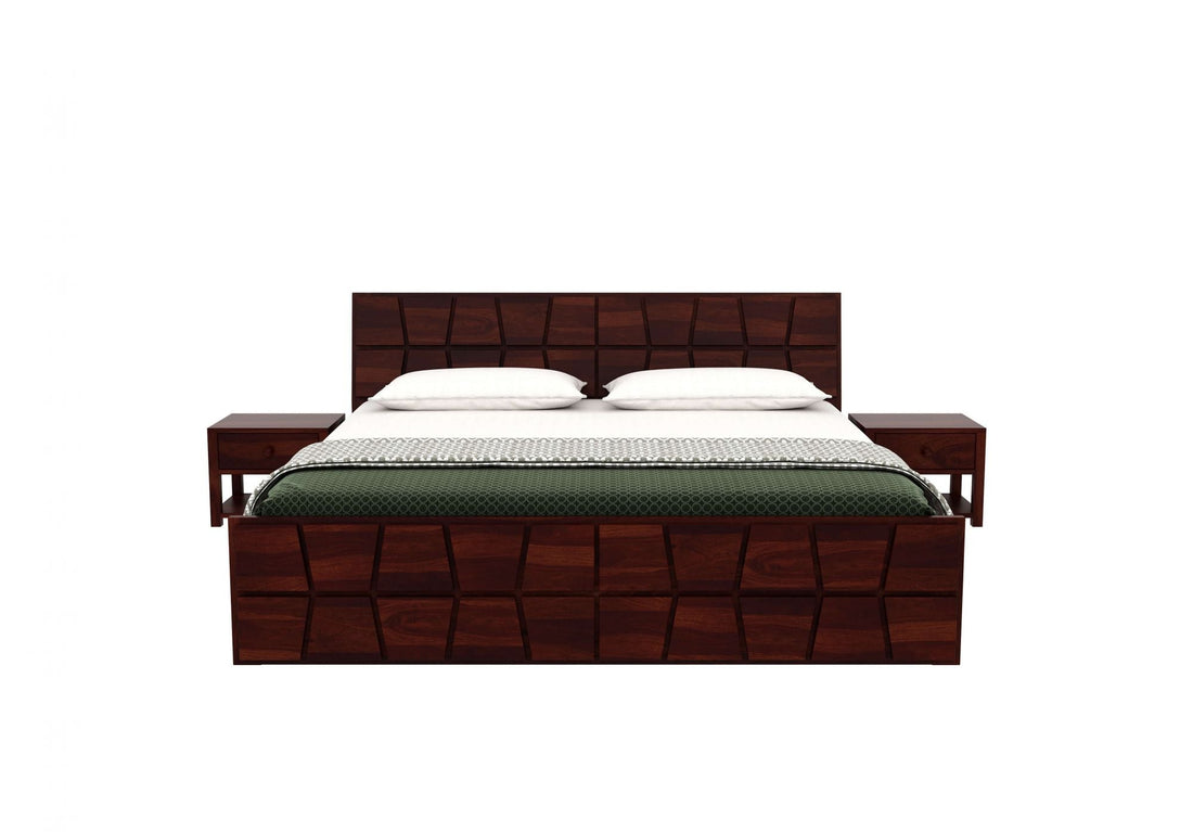 Craft D Art Sheesham Wood Queen Size Bed With Storage (Walnut Finish)