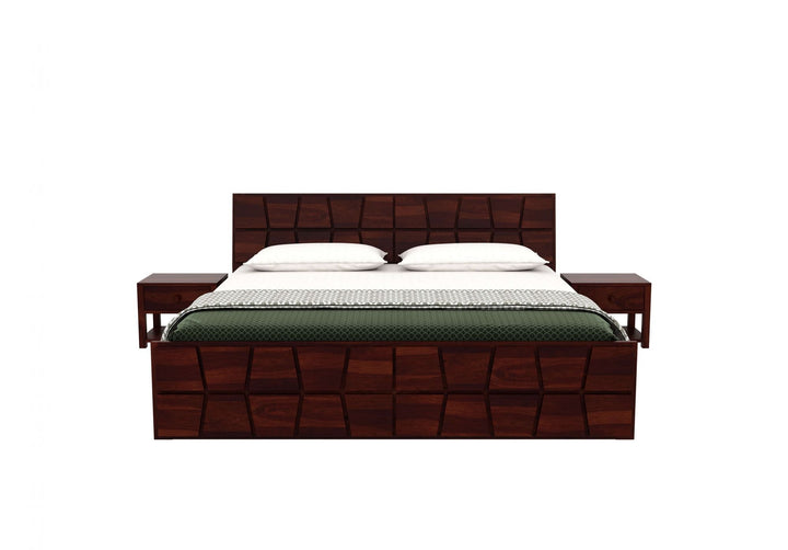 Craft D Art Sheesham Wood Queen Size Bed With Storage (Walnut Finish)