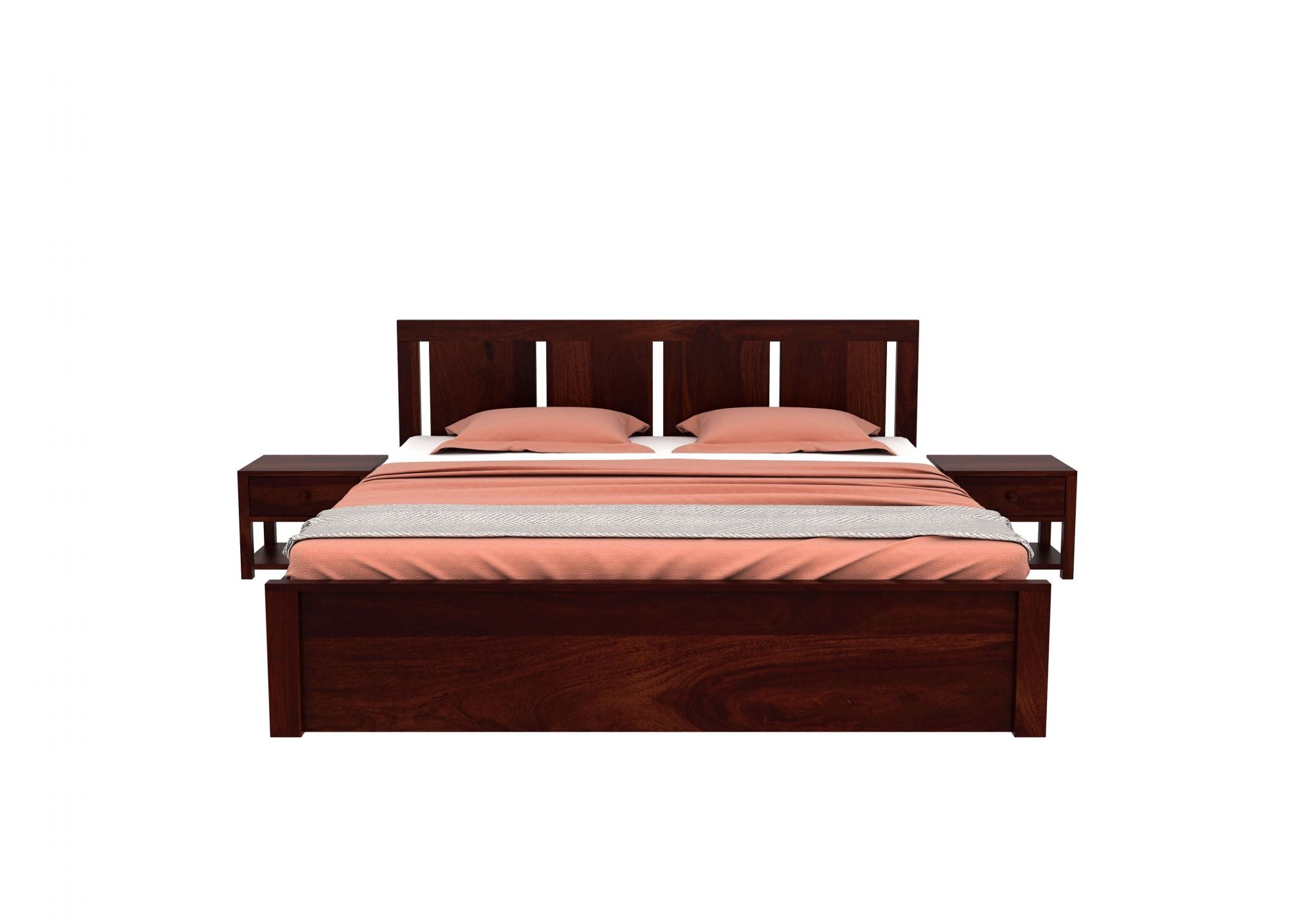 Craft D Art Sheesham Wood Queen Size Bed With Storage (Walnut Finish)