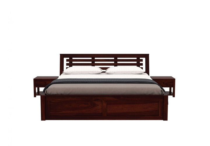 Craft D Art Sheesham Wood Queen Size Bed With Storage (Walnut Finish)
