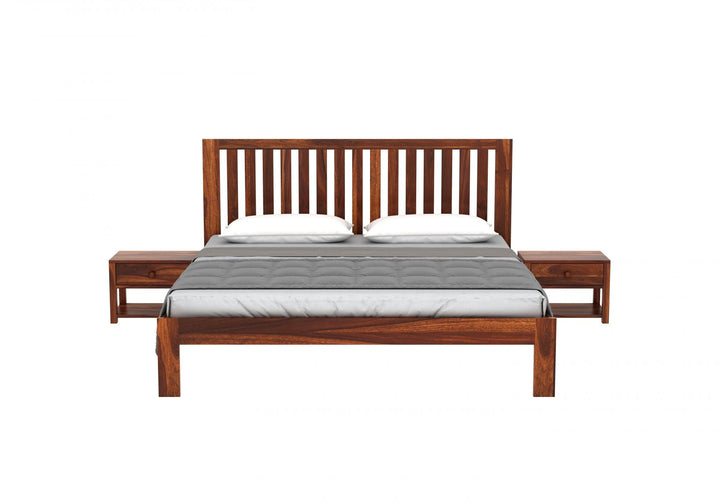 Craft D Art Sheesham Wood King Size Bed Without Storage (Honey Finish)