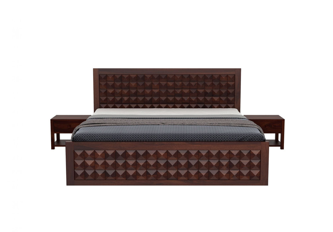 Craft D Art Sheesham Wood King Size Bed Without Storage (Walnut Finish)