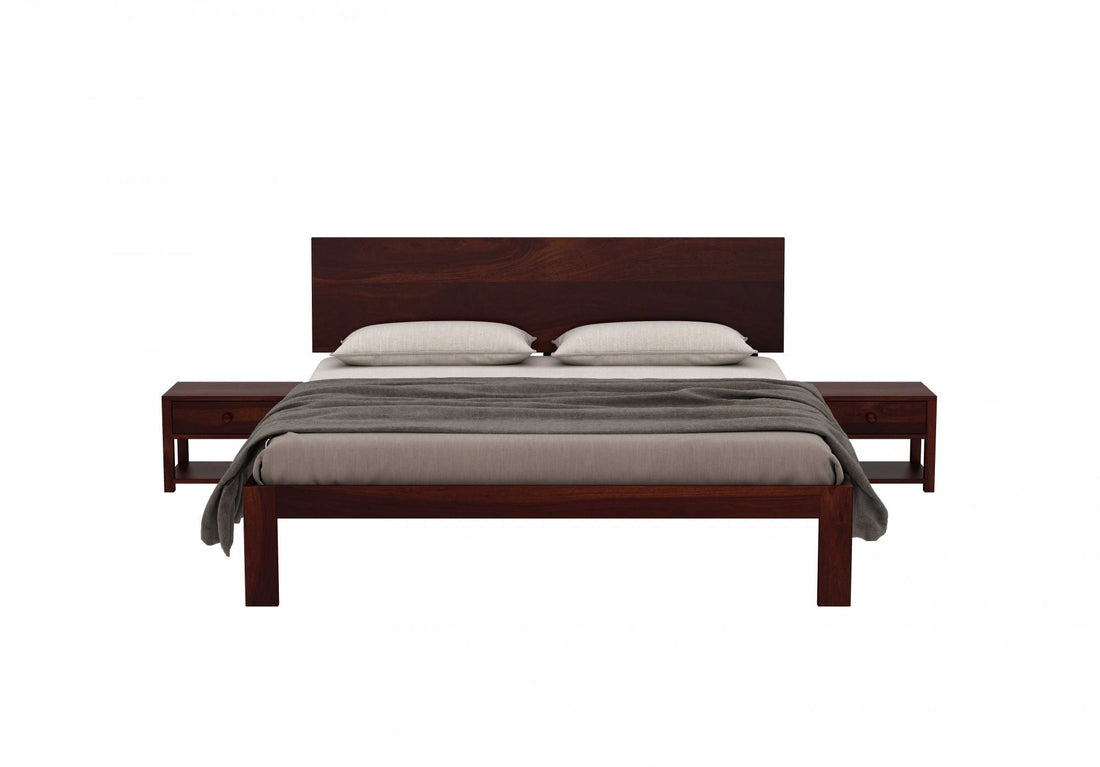 Craft D Art Sheesham Wood Queen Size Bed Without Storage (Walnut Finish)