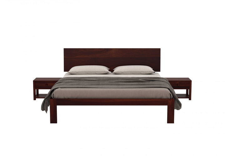 Craft D Art Sheesham Wood Queen Size Bed Without Storage (Walnut Finish)