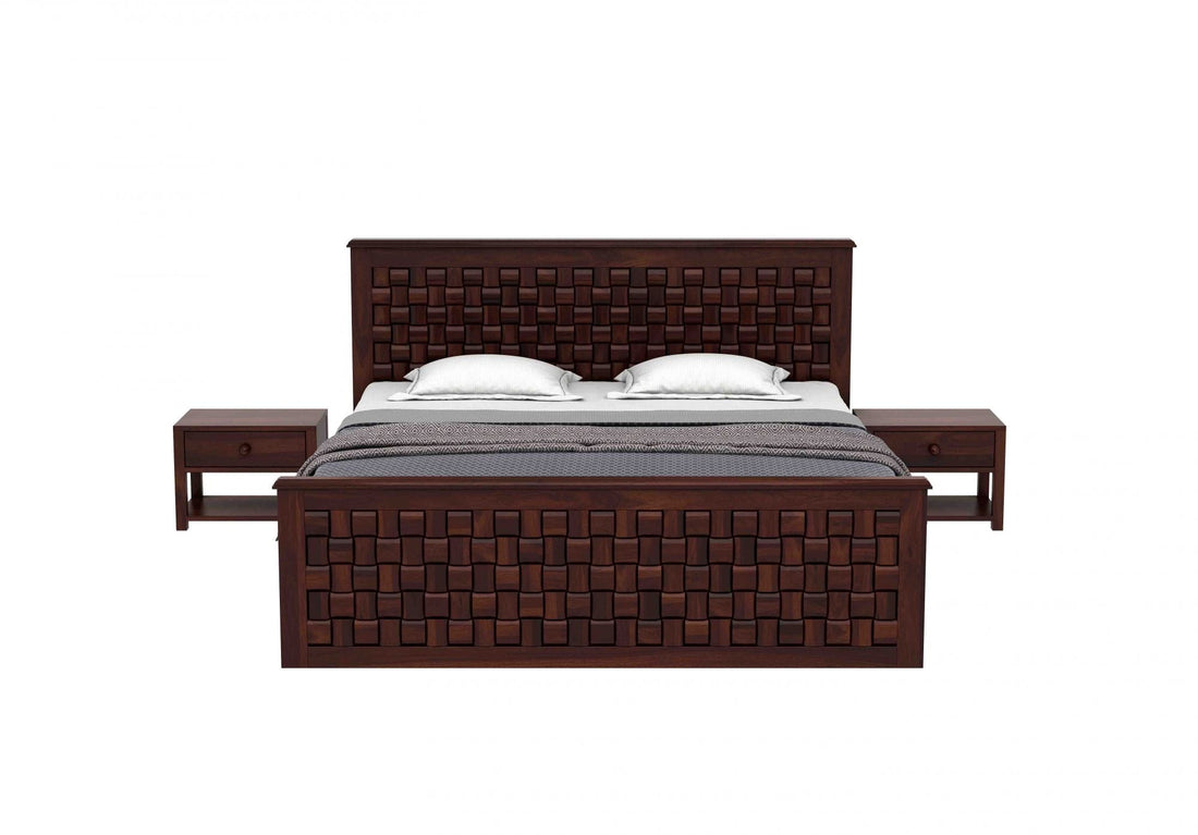 Craft D Art Sheesham Wood Queen Size Bed Without Storage (Walnut Finish)