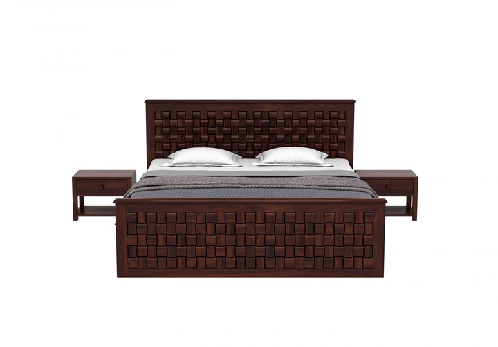 Craft D Art Sheesham Wood Queen Size Bed Without Storage (Walnut Finish)