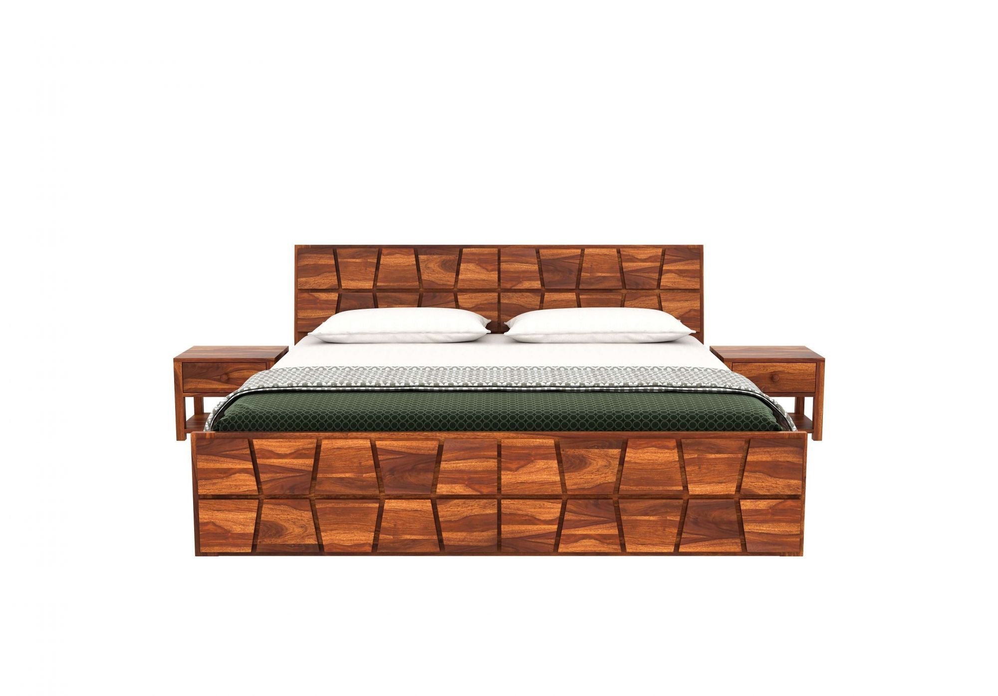 Craft D Art Sheesham Wood King Size Bed With Storage (Honey Finish)