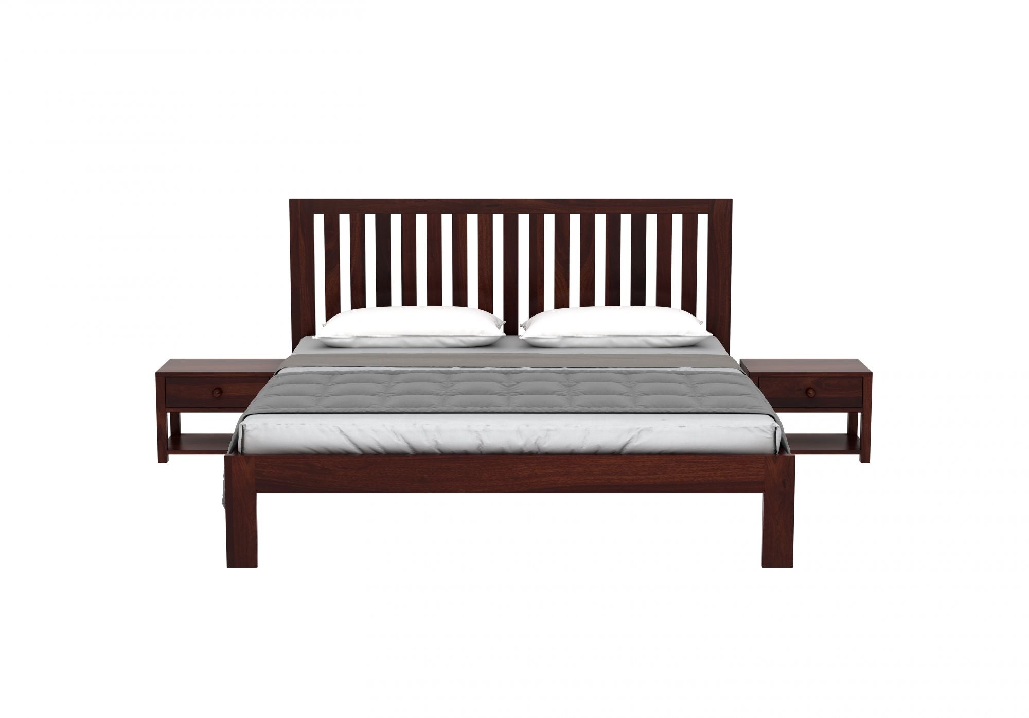 Craft D Art Sheesham Wood King Size Bed Without Storage (Walnut Finish)