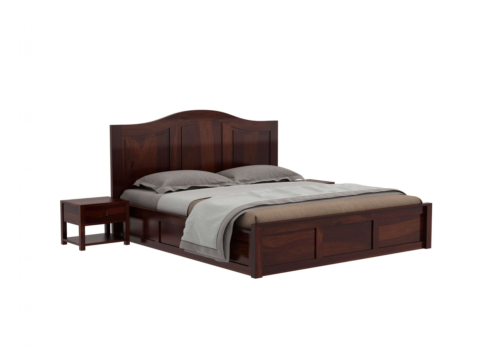 Craft D Art Sheesham Wood Queen Size Bed With Storage (Walnut Finish)