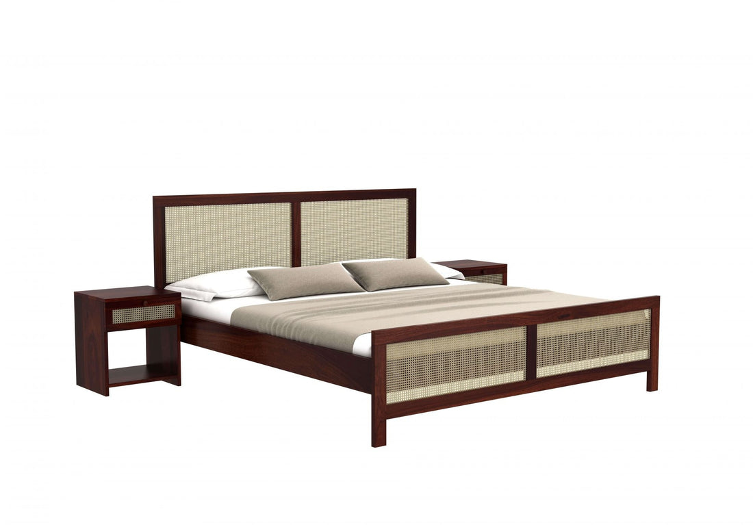 Aaryx Sheesham Wood King Size Bed Without Storage (Walnut Finish)