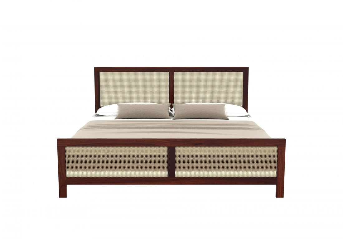 Craft D Art Sheesham Wood Queen Size Bed Without Storage (Walnut Finish)
