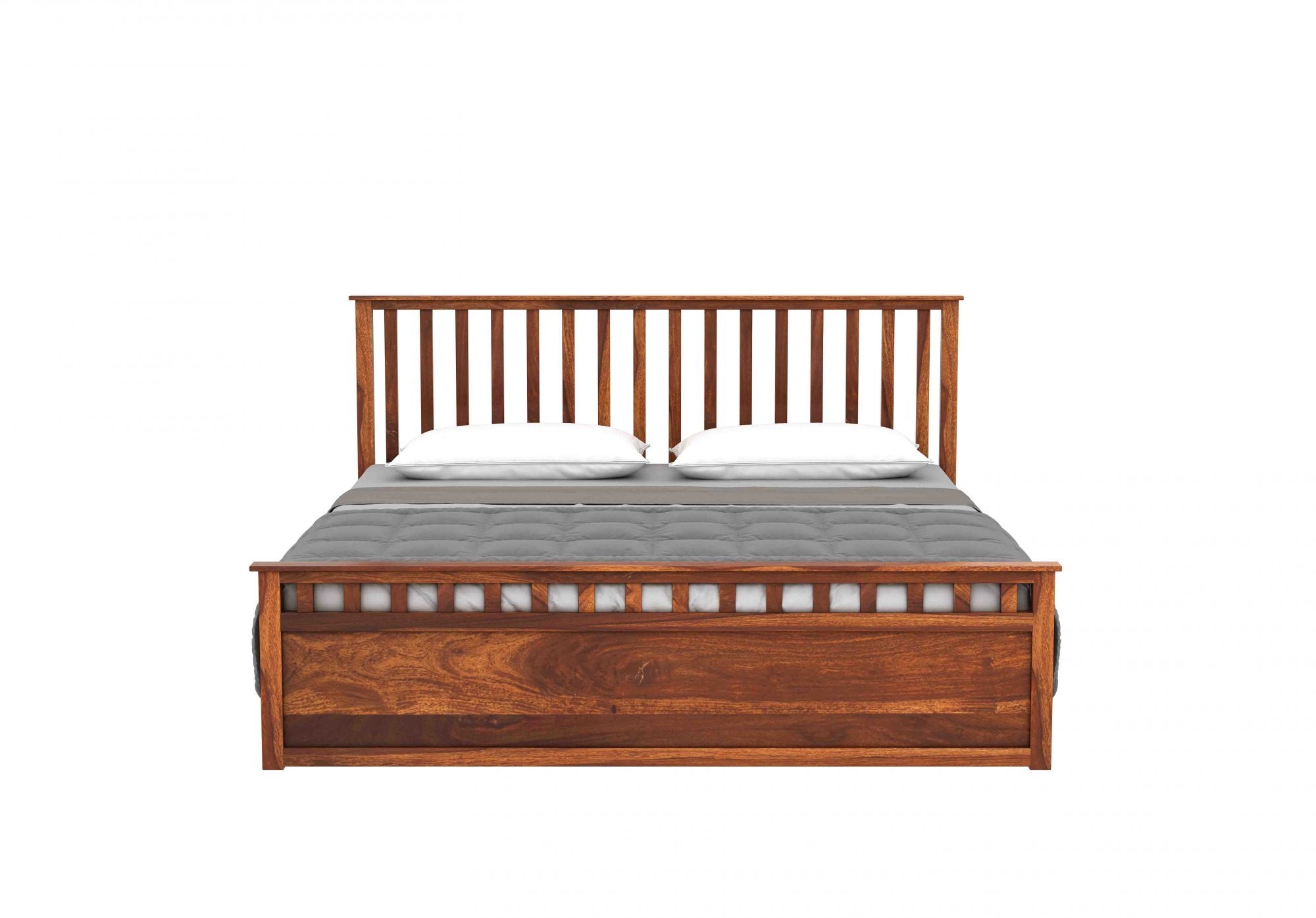Craft D Art Sheesham Wood Queen Size Bed With Storage (Honey Finish)
