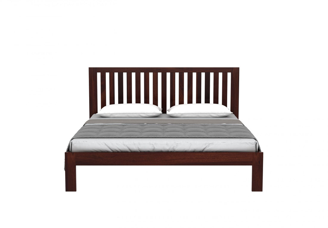 Craft D Art Sheesham Wood Queen Size Bed Without Storage (Walnut Finish)