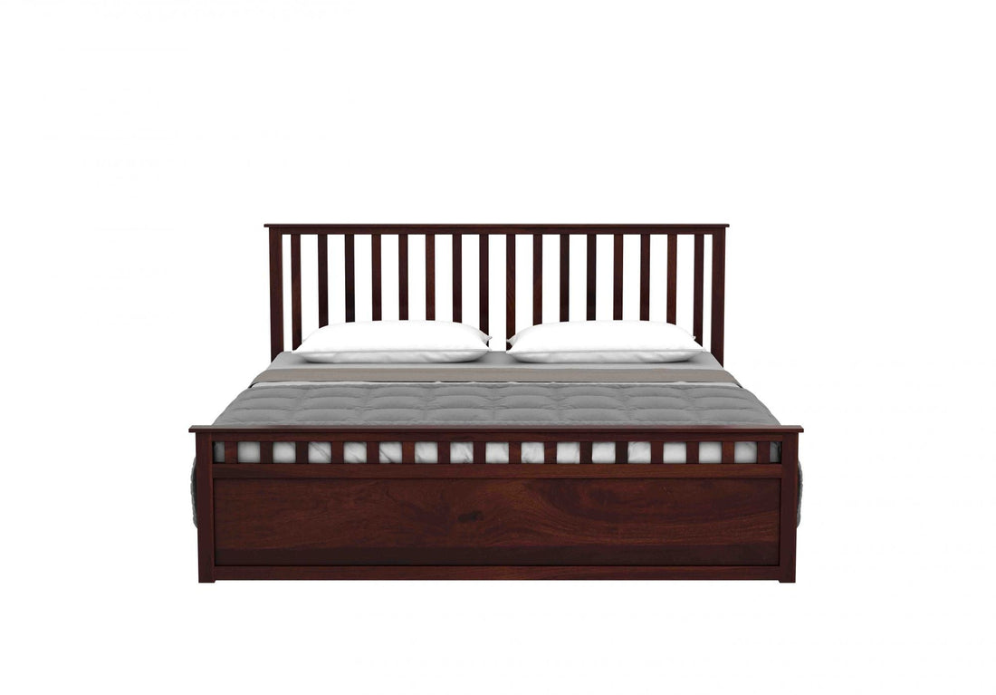 Craft D Art Sheesham Wood Queen Size Bed With Storage (Walnut Finish)