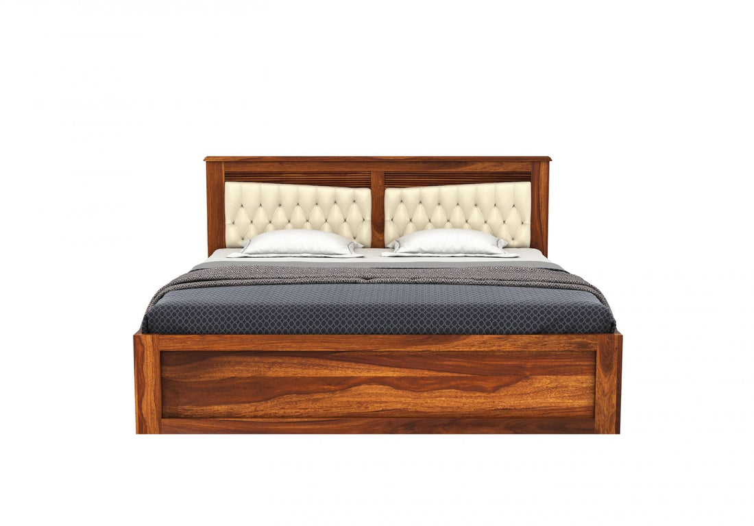 Craft D Art Sheesham Wood King Size Bed With Storage (Honey Finish)