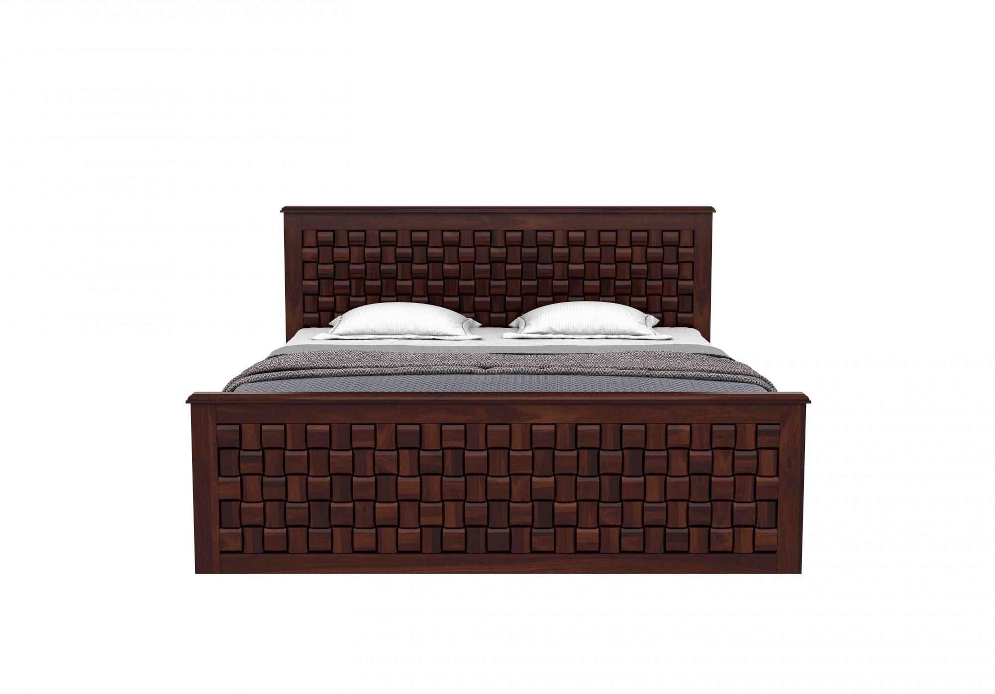 Craft D Art Sheesham Wood Queen Size Bed Without Storage (Walnut Finish)