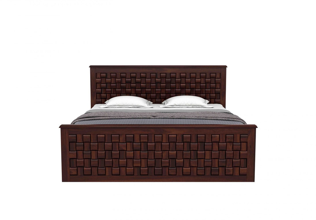 Craft D Art Sheesham Wood Queen Size Bed Without Storage (Walnut Finish)