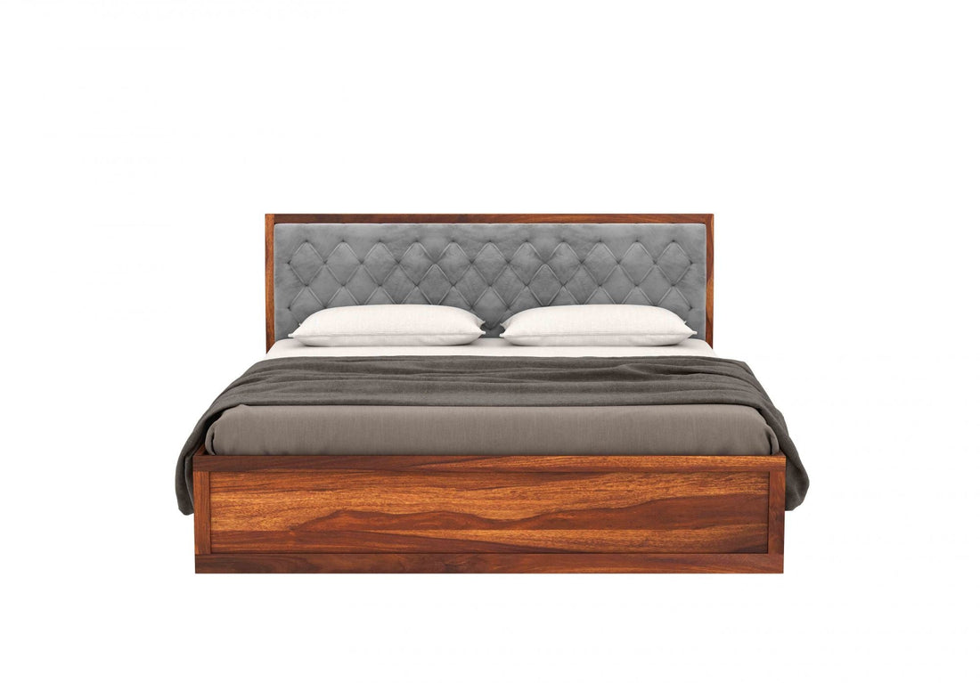 Craft D Art Sheesham Wood King Size Bed With Storage (Honey Finish)