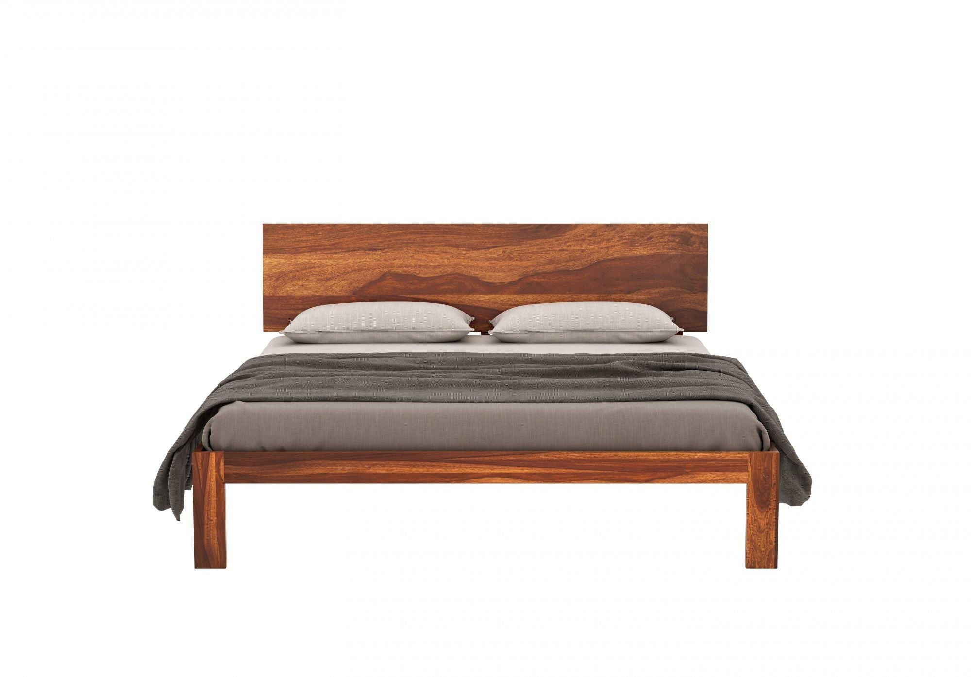 Craft D Art Sheesham Wood Queen Size Bed Without Storage (Honey Finish)