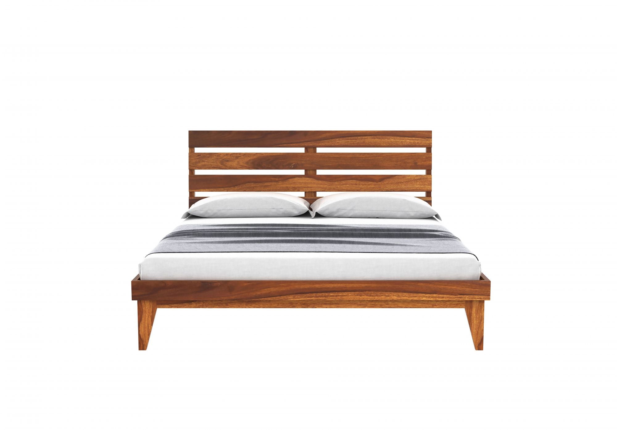 Craft D Art Sheesham Wood King Size Bed Without Storage (Honey Finish)