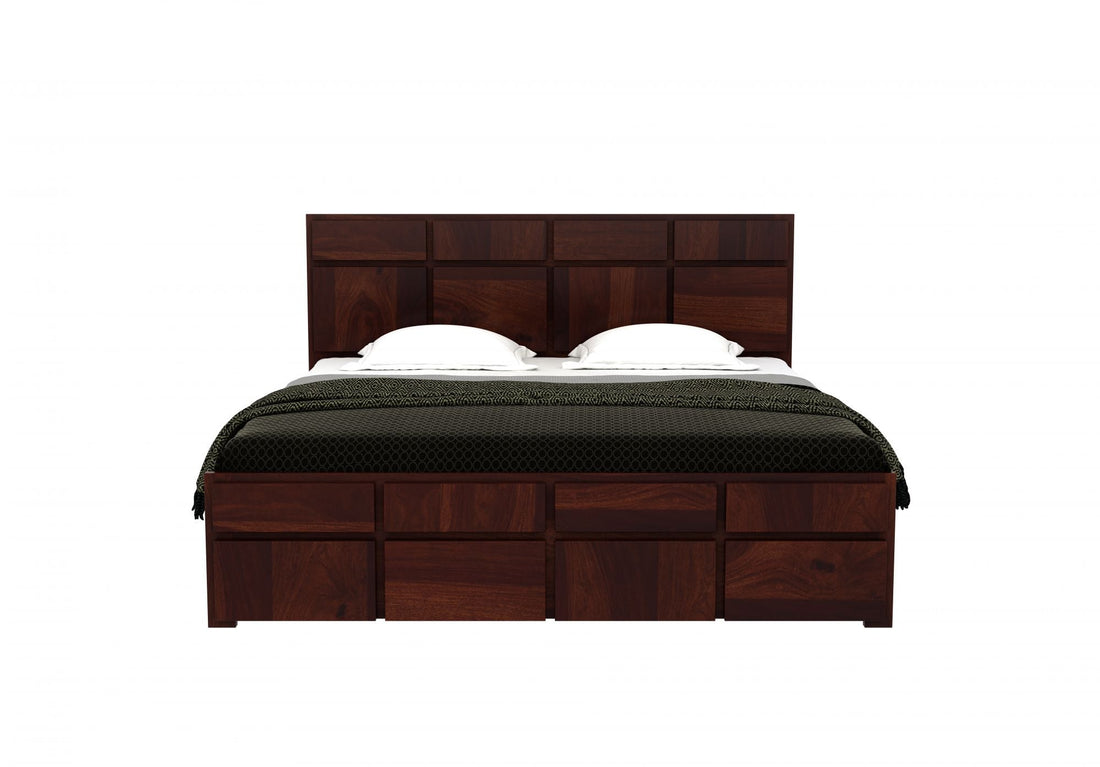 Craft D Art Sheesham Wood King Size Bed With Storage (Walnut Finish)
