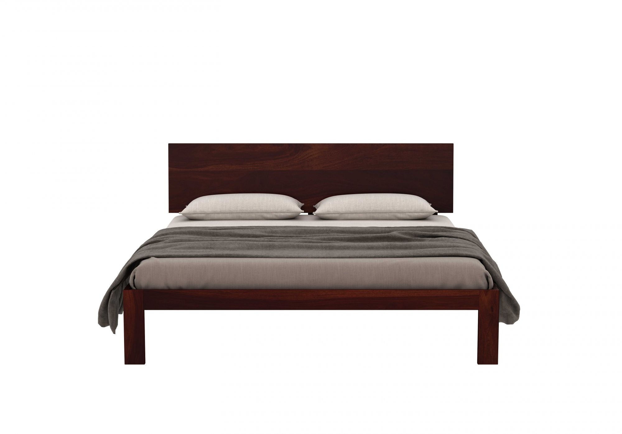 Craft D Art Sheesham Wood Queen Size Bed Without Storage (Walnut Finish)