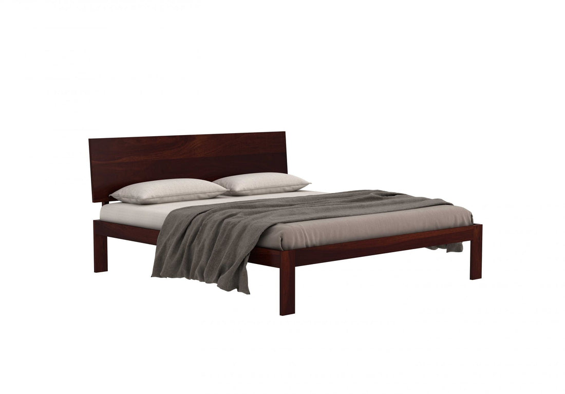 Craft D Art Sheesham Wood Queen Size Bed Without Storage (Walnut Finish)
