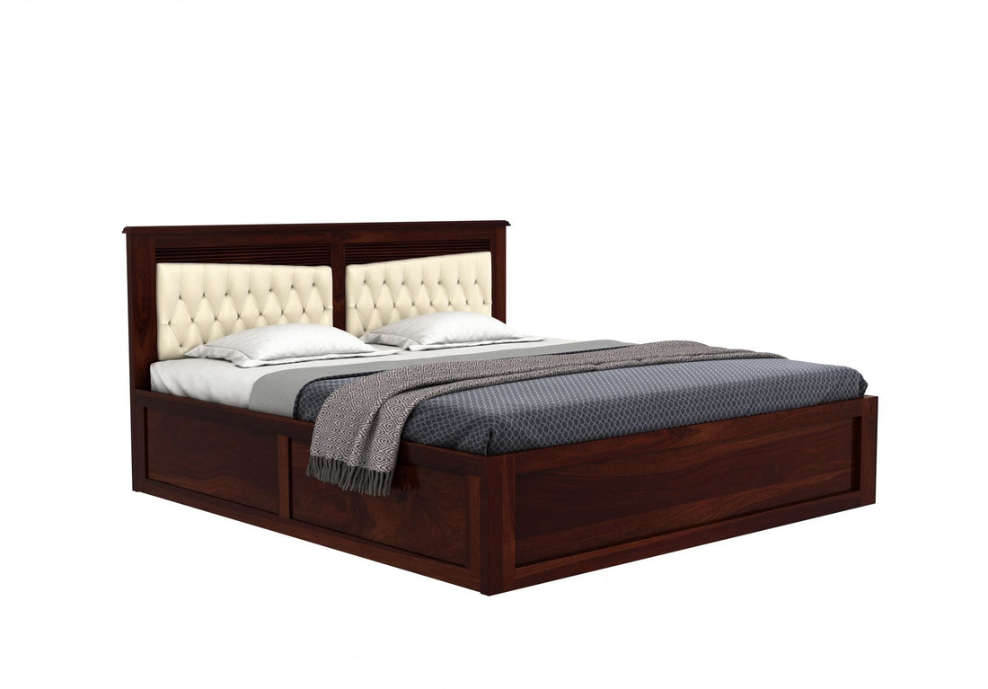 Craft D Art Sheesham Wood King Size Bed With Storage (Walnut Finish)