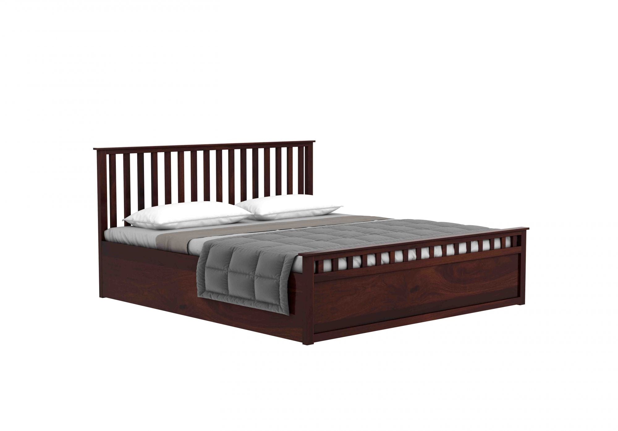 Craft D Art Sheesham Wood Queen Size Bed With Storage (Walnut Finish)