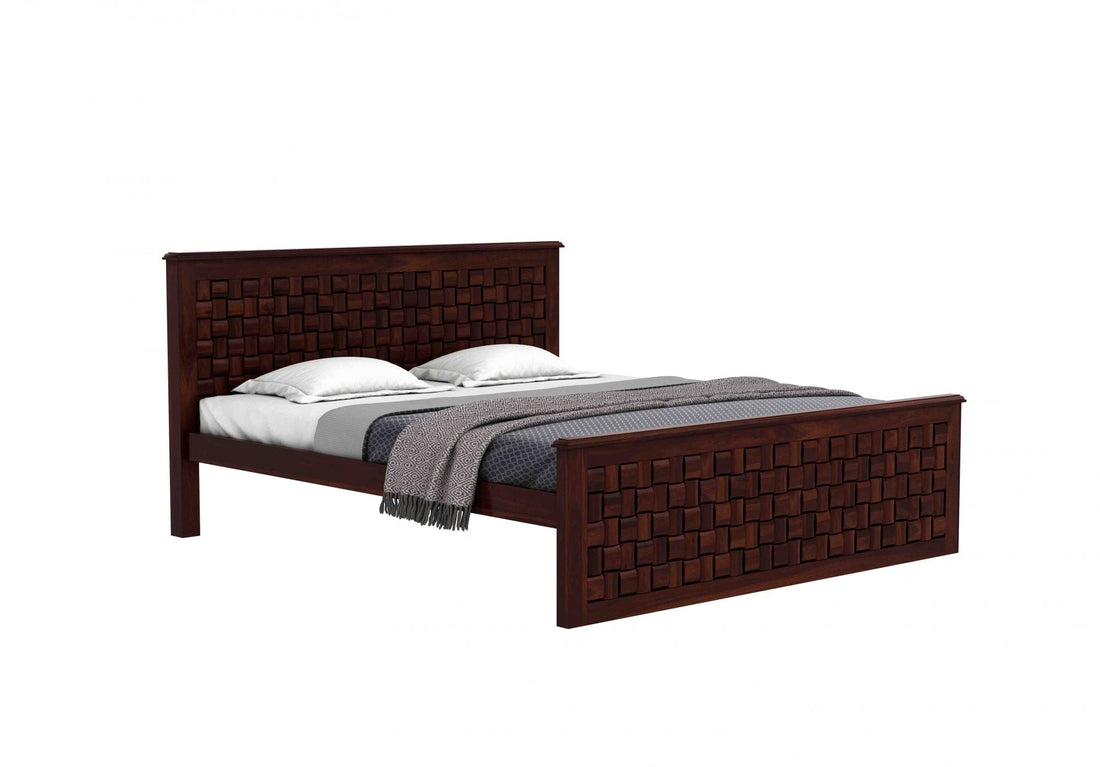 Craft D Art Sheesham Wood King Size Bed Without Storage (Walnut Finish)
