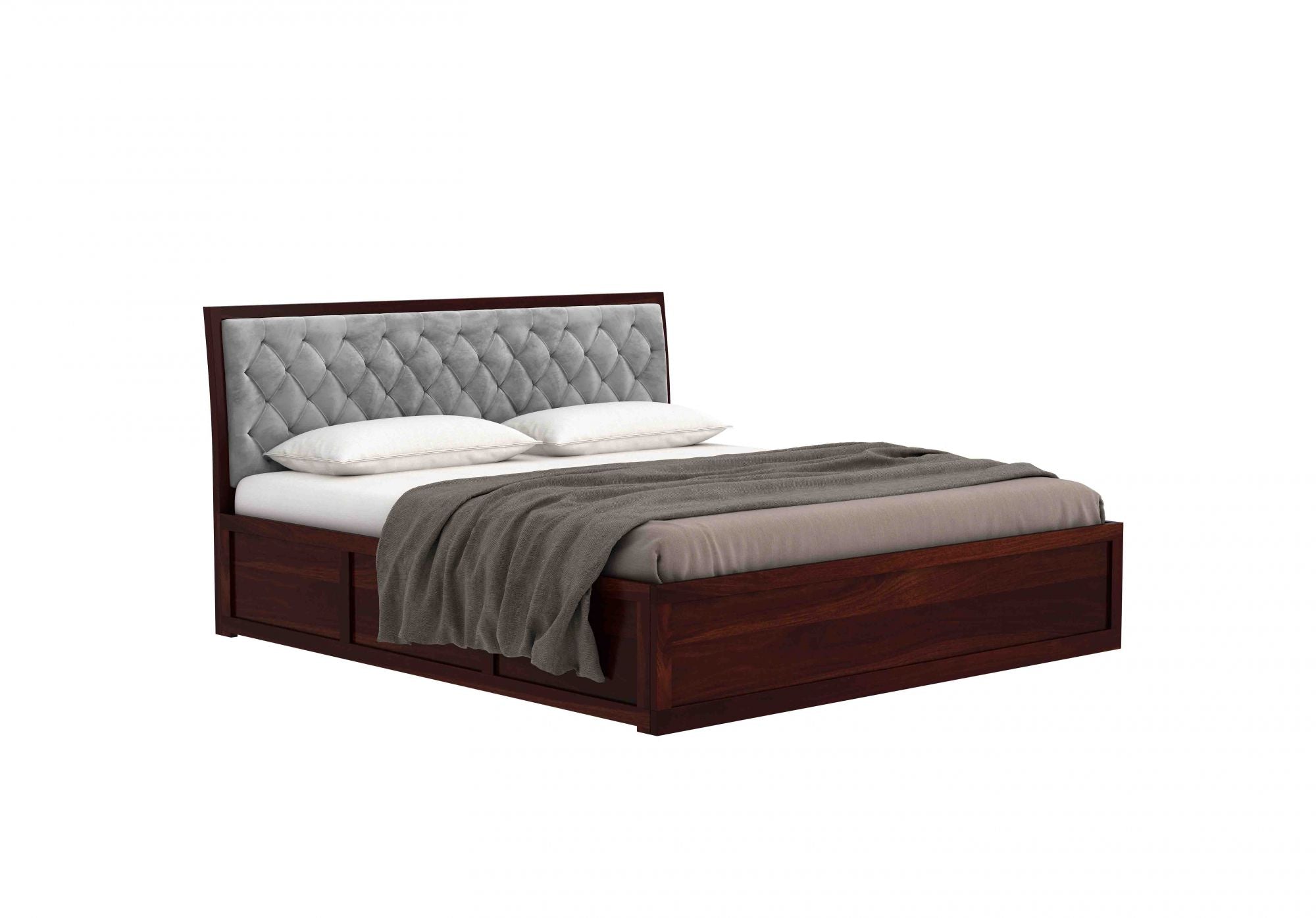 Craft D Art Sheesham Wood King Size Bed With Storage (Walnut Finish)