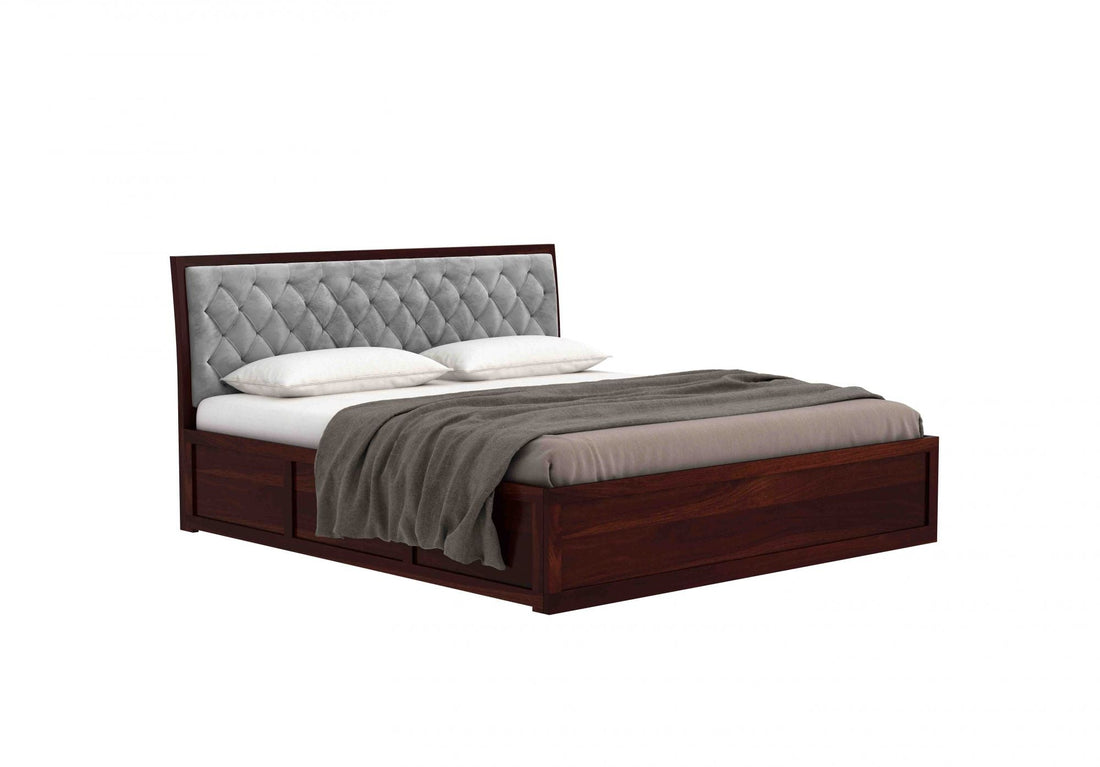 Craft D Art Sheesham Wood King Size Bed With Storage (Walnut Finish)