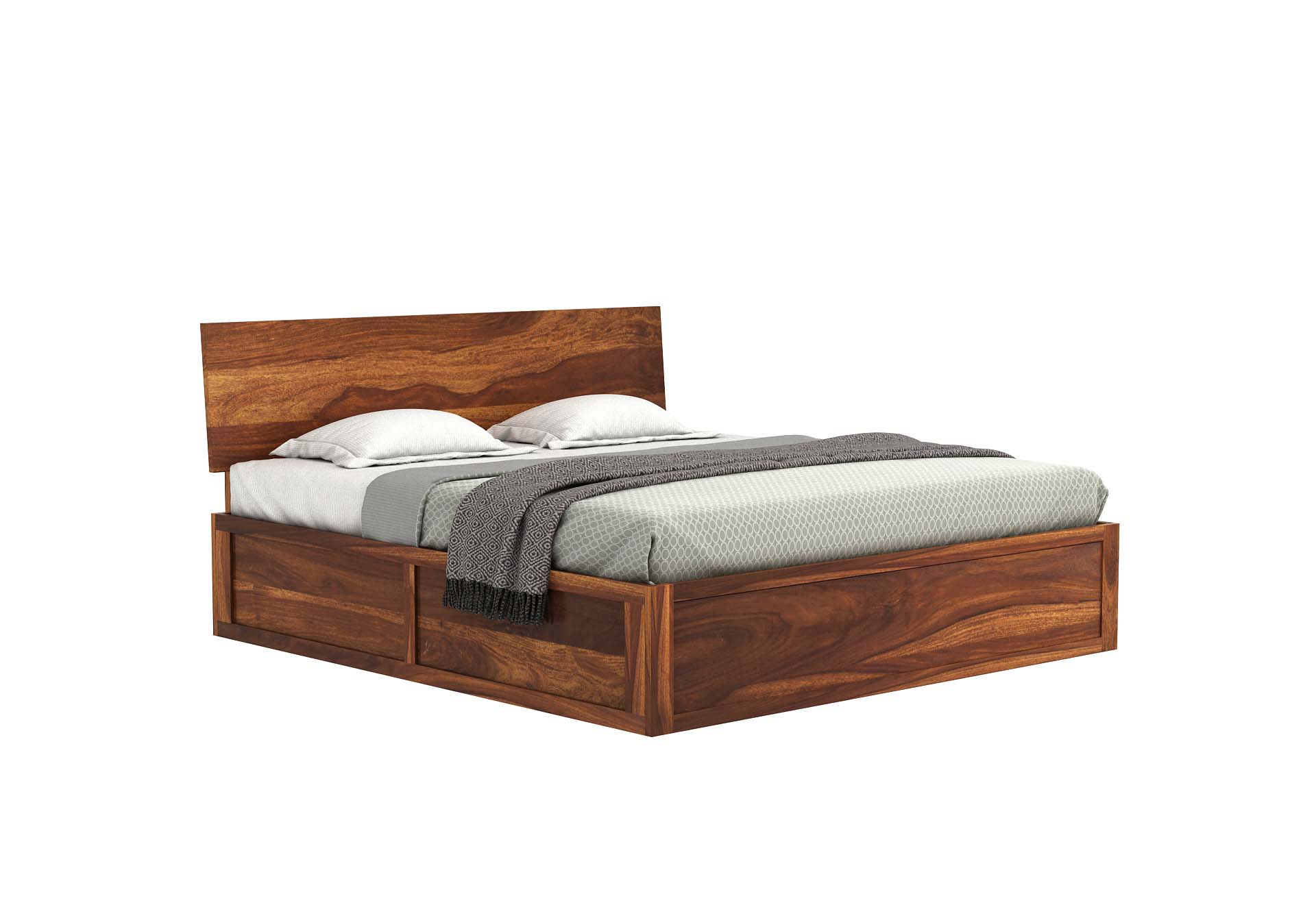 Craft D Art Sheesham Wood King Size Bed With Storage (Honey Finish)