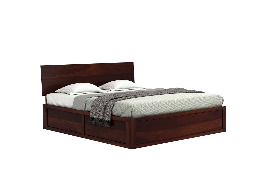Craft D Art Sheesham Wood King Size Bed With Storage (Walnut Finish)