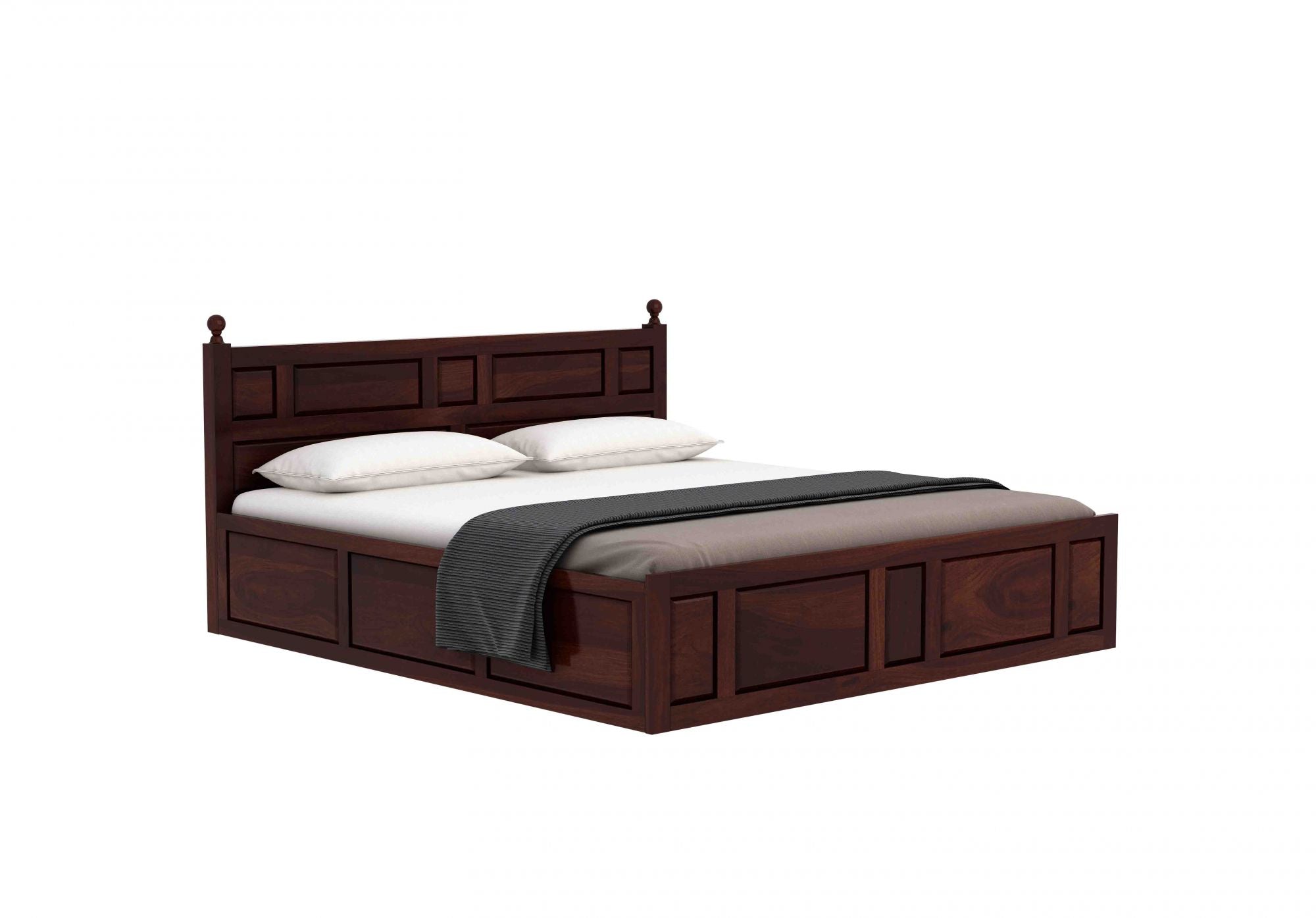 Craft D Art Sheesham Wood Queen Size Bed With Storage (Walnut Finish)