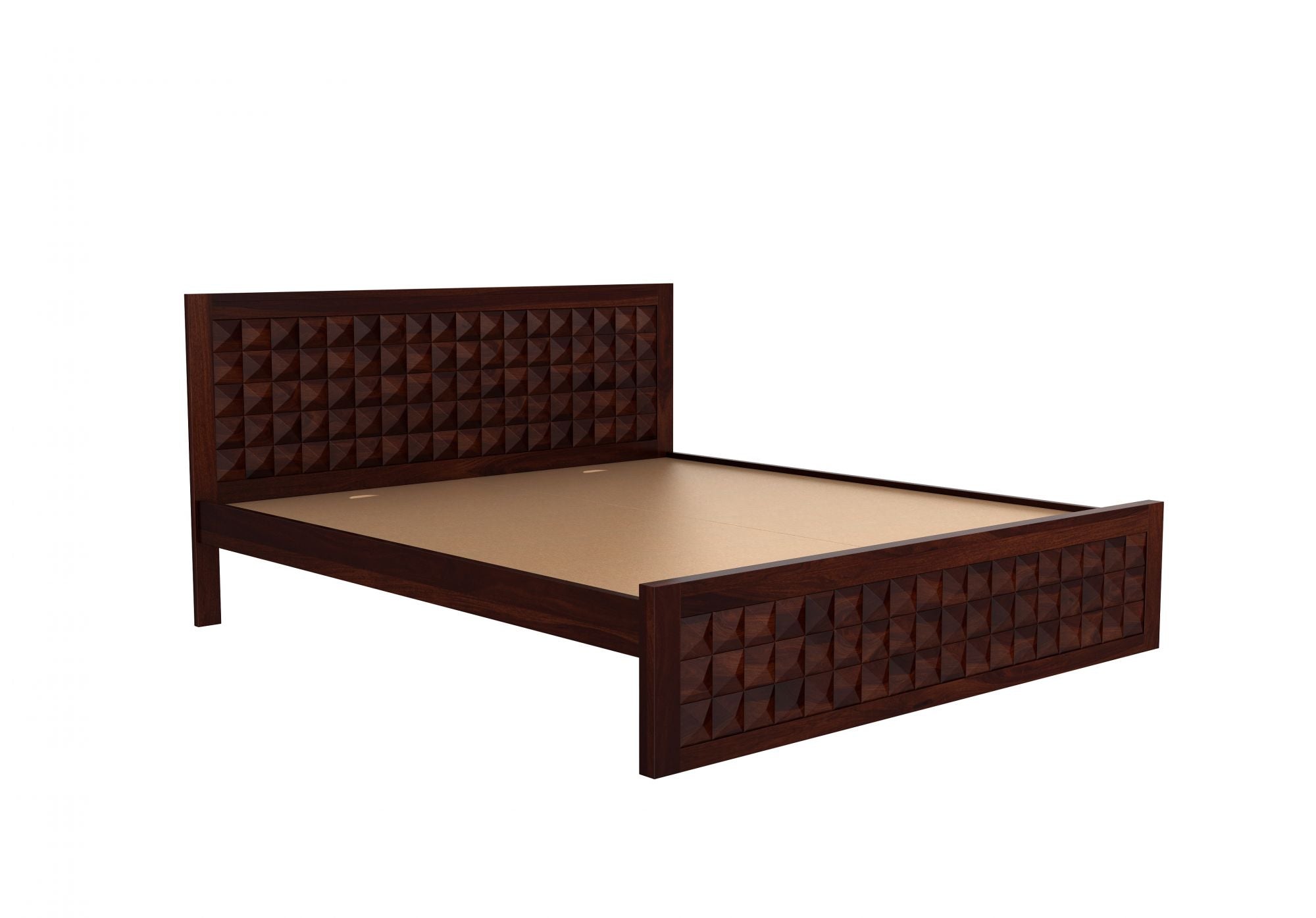 Craft D Art Sheesham Wood King Size Bed Without Storage (Walnut Finish)