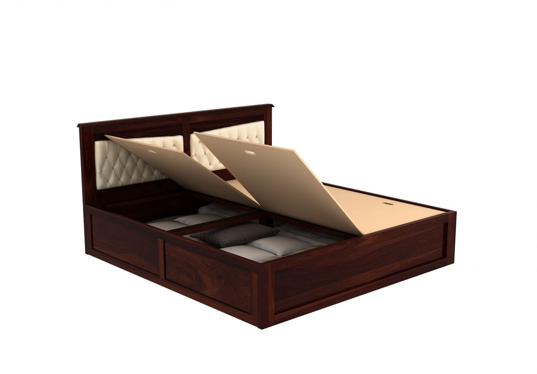 Craft D Art Sheesham Wood King Size Bed With Storage (Walnut Finish)
