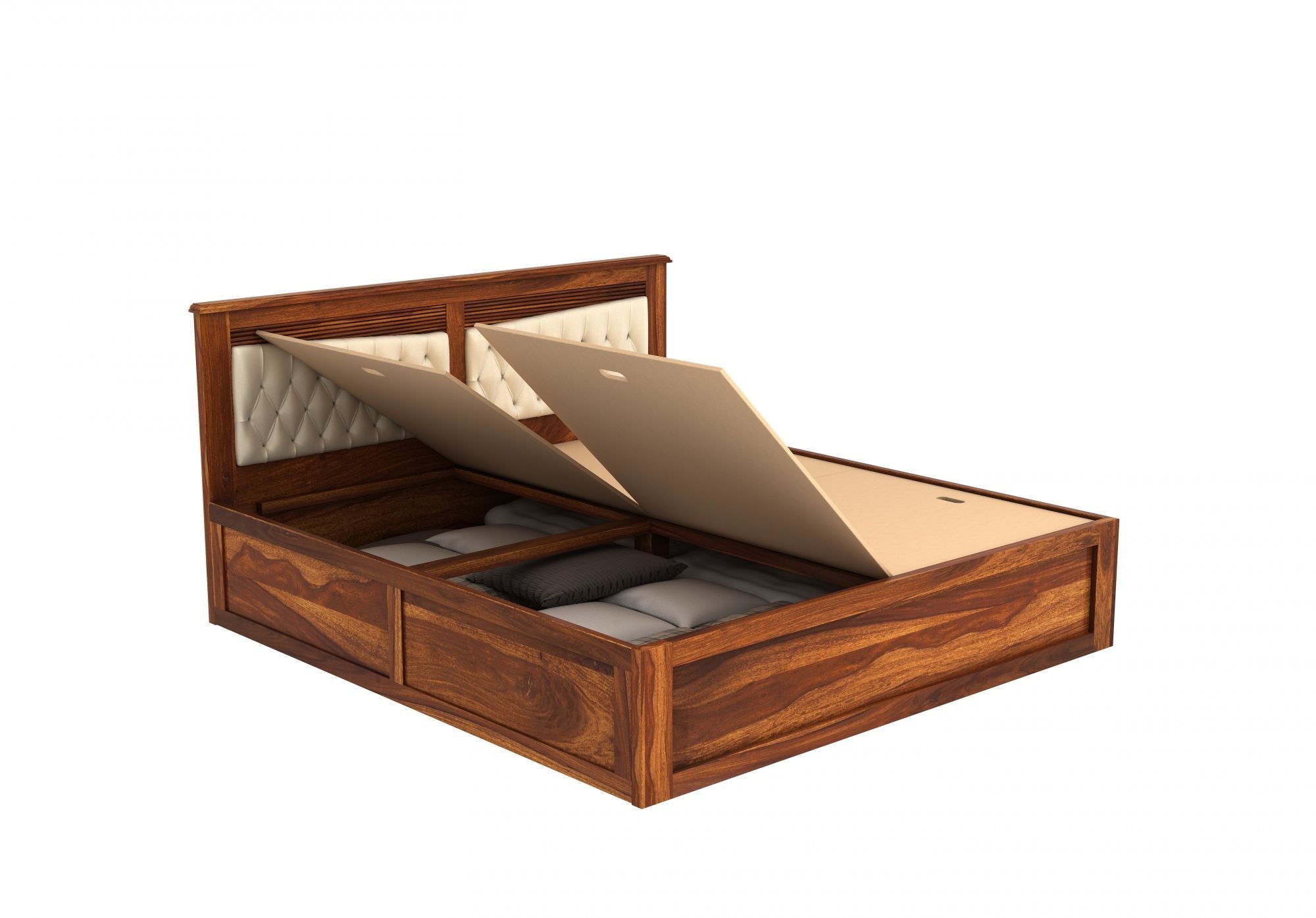 Craft D Art Sheesham Wood King Size Bed With Storage (Honey Finish)