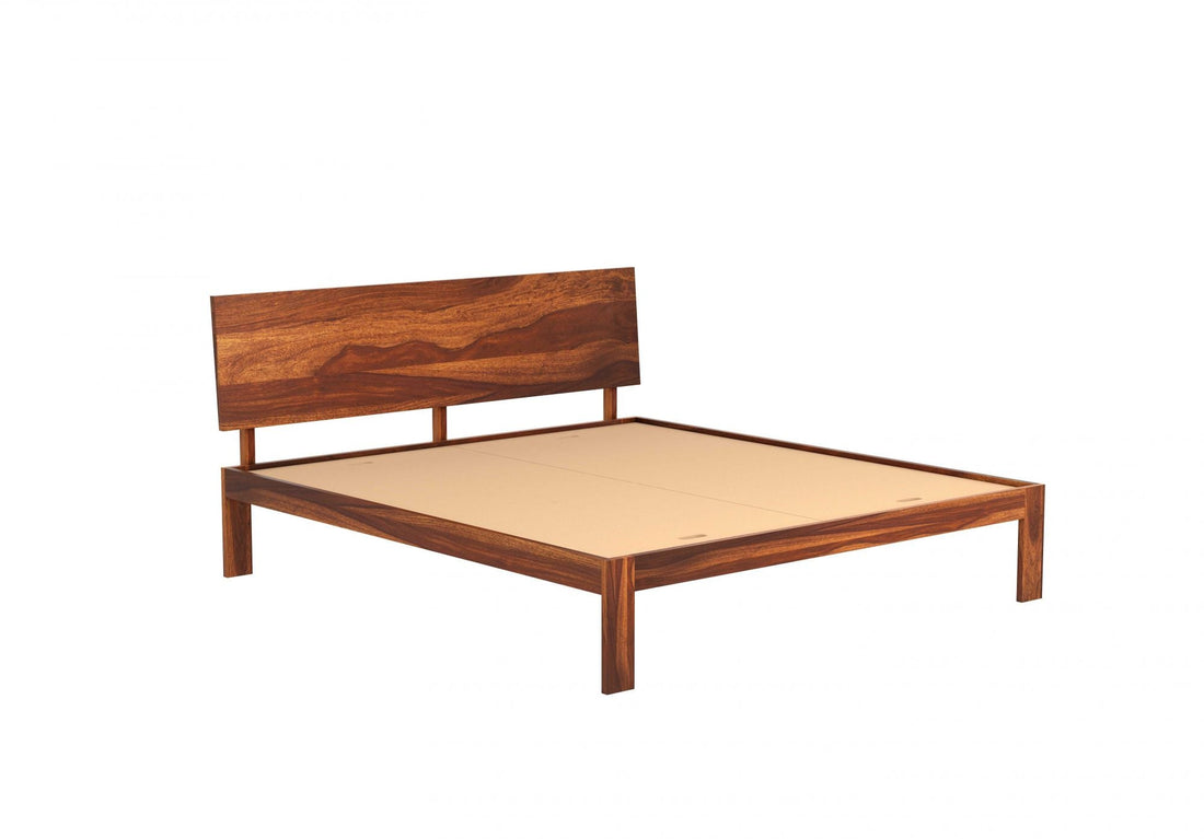 Craft D Art Sheesham Wood Queen Size Bed Without Storage (Honey Finish)