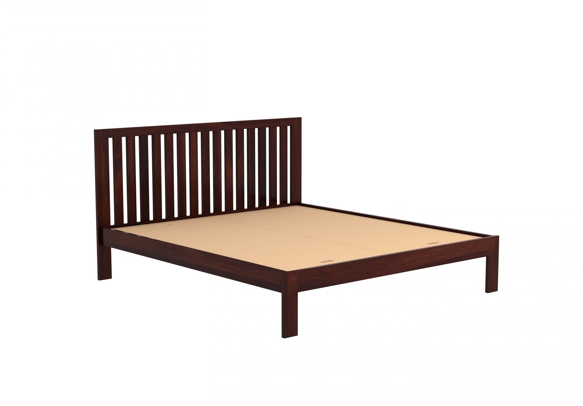 Craft D Art Sheesham Wood Queen Size Bed Without Storage (Walnut Finish)