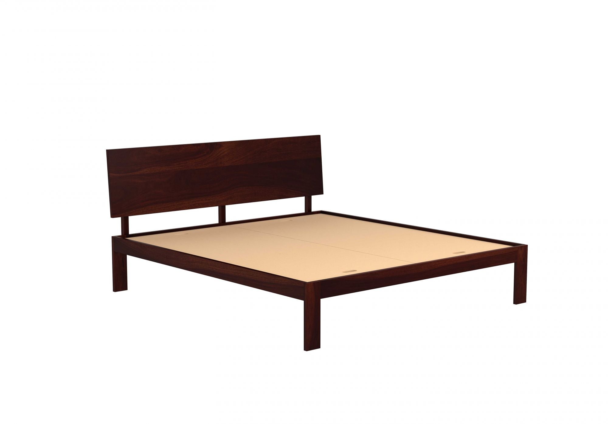 Craft D Art Sheesham Wood Queen Size Bed Without Storage (Walnut Finish)