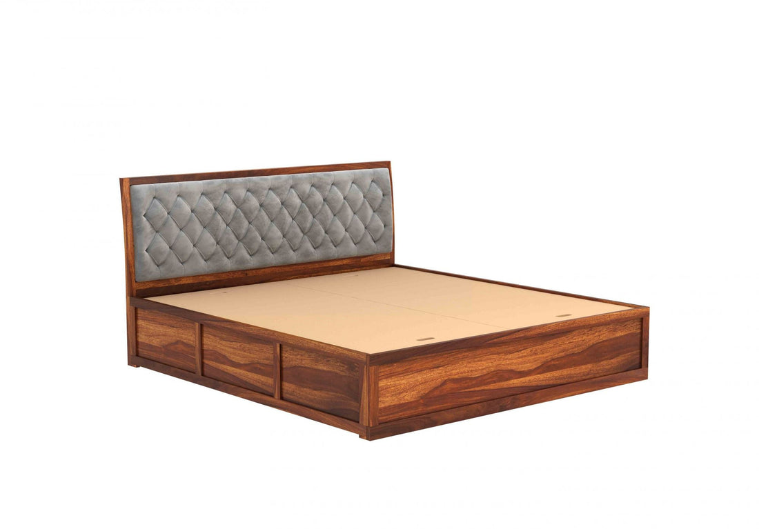 Craft D Art Sheesham Wood King Size Bed With Storage (Honey Finish)