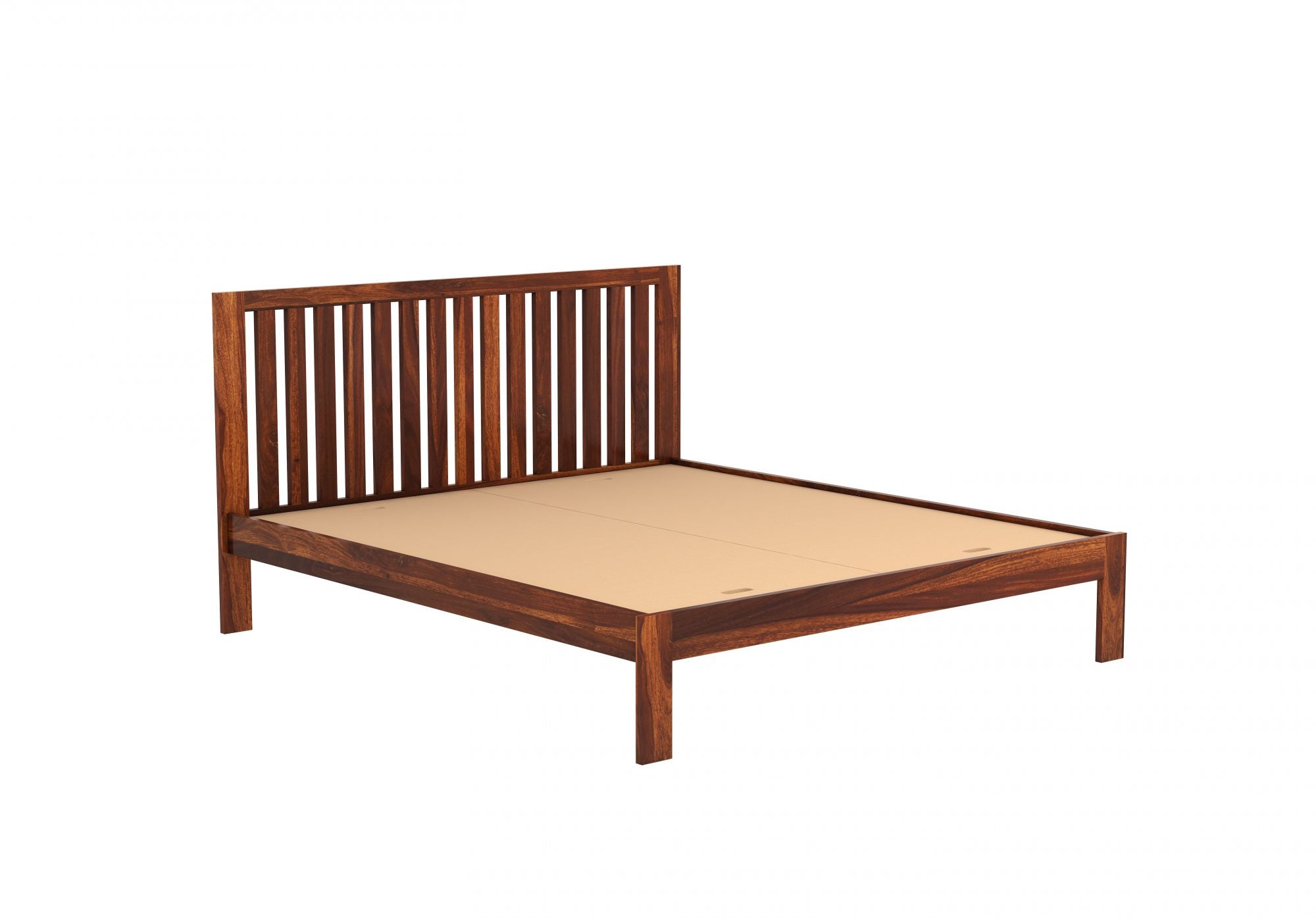 Craft D Art Sheesham Wood King Size Bed Without Storage (Honey Finish)