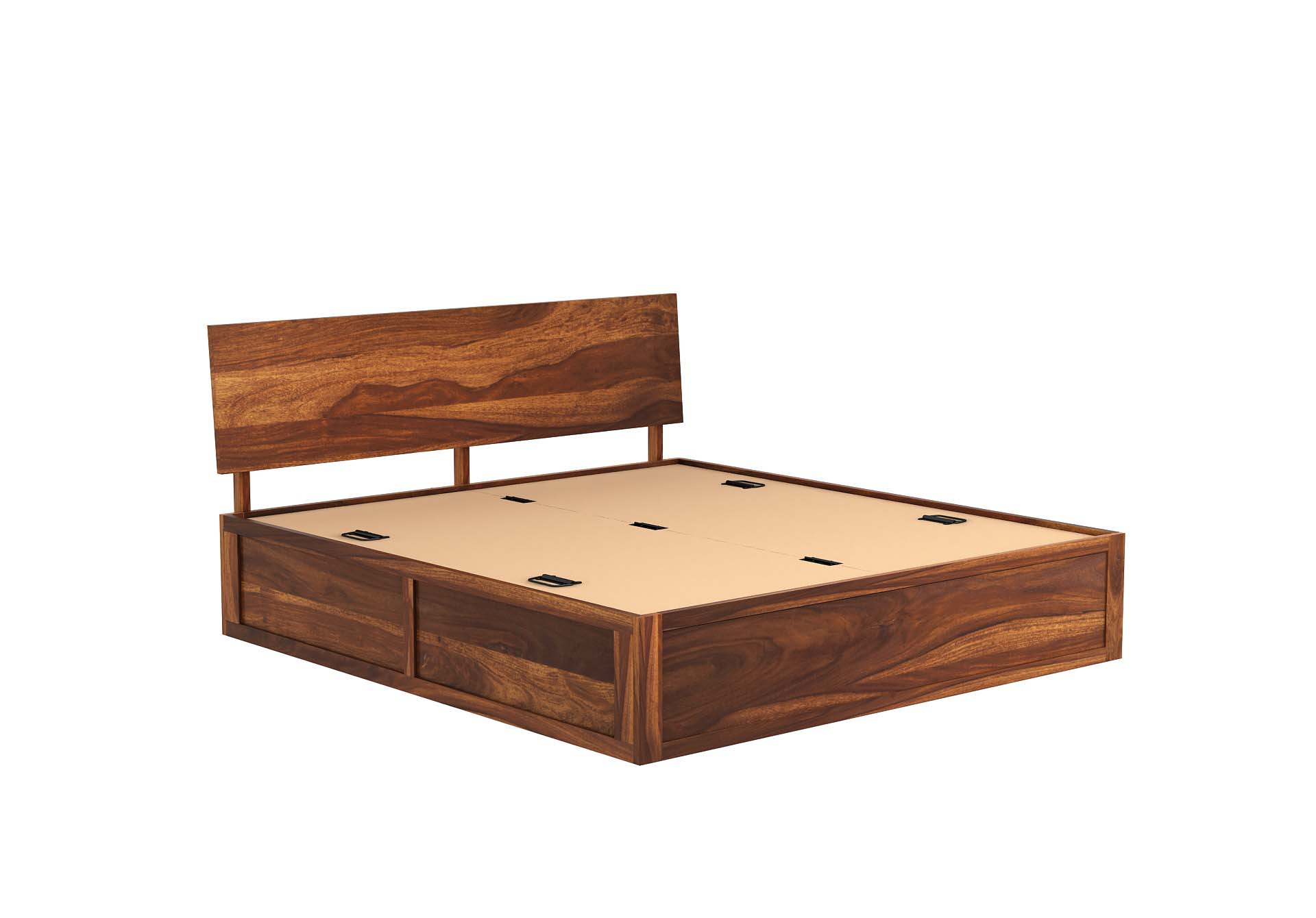 Craft D Art Sheesham Wood King Size Bed With Storage (Honey Finish)