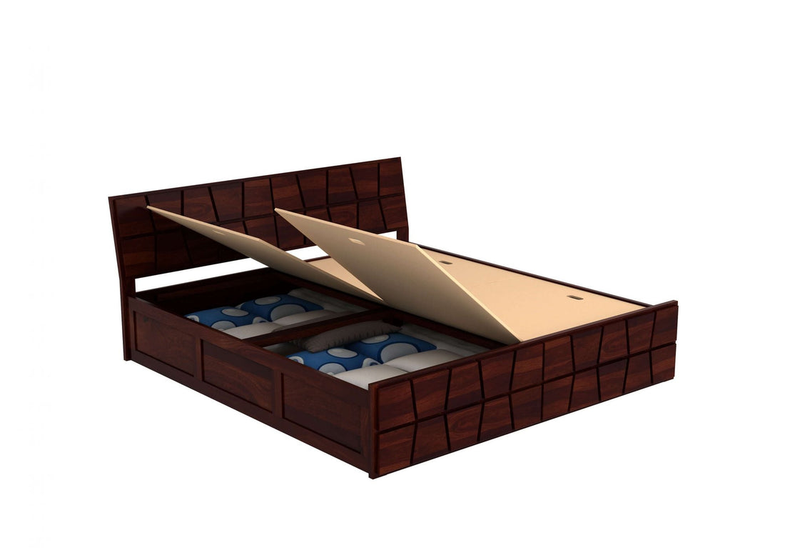 Craft D Art Sheesham Wood King Size Bed With Storage (Walnut Finish)