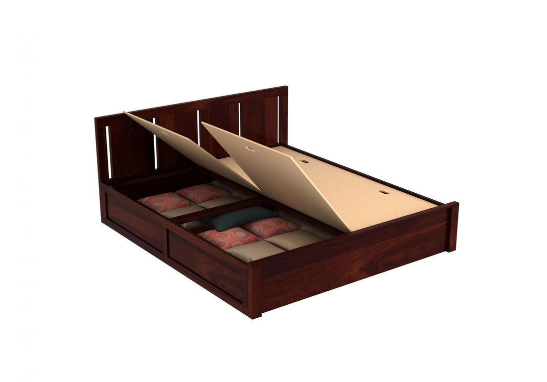 Craft D Art Sheesham Wood King Size Bed With Storage (Walnut Finish)