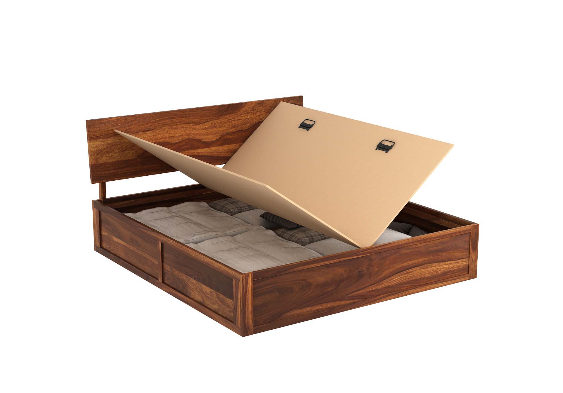 Craft D Art Sheesham Wood King Size Bed with Storage (Honey Finish)