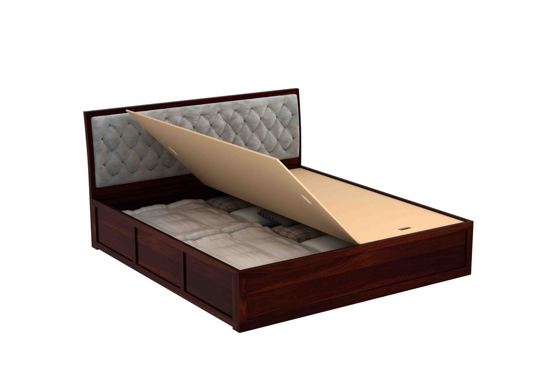 Craft D Art Sheesham Wood King Size Bed With Storage (Walnut Finish)