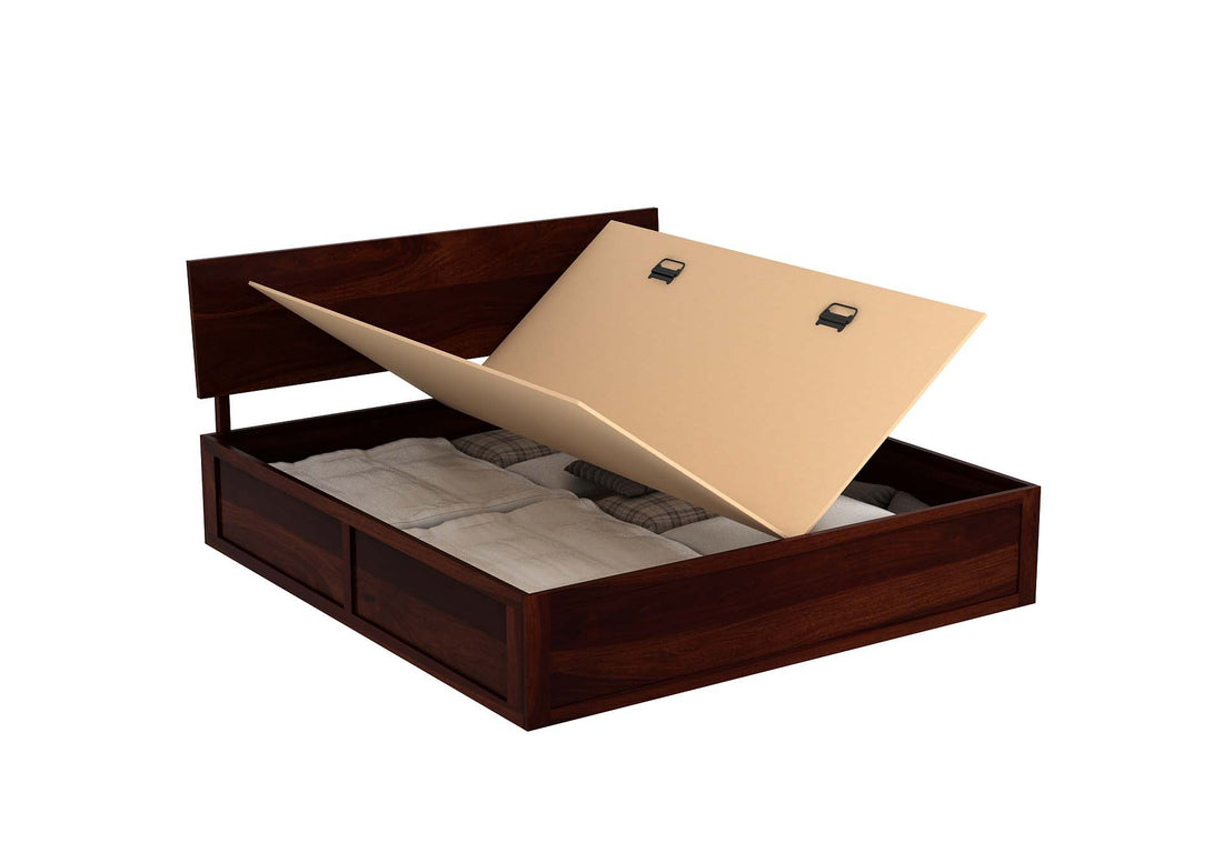 Craft D Art Sheesham Wood King Size Bed With Storage (Walnut Finish)